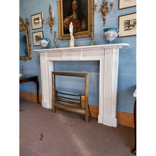 742 - Irish Georgian marble fire surround with central carved plaque depicting urns, rosettes, fruit and w... 