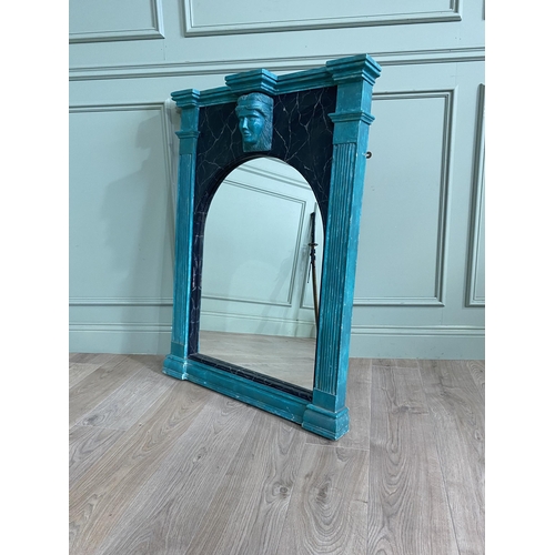 1053 - Painted pine wall mirror in the Adams style {110 cm H x 81 cm W x 14 cm D}.