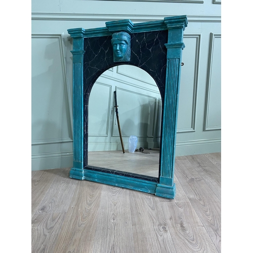 1053 - Painted pine wall mirror in the Adams style {110 cm H x 81 cm W x 14 cm D}.