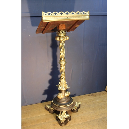 114 - Brass and cast iron base ornate church lecturn { H 139cm x W 62cm x D 56cm } - NOT AVAILABLE TO VIEW... 