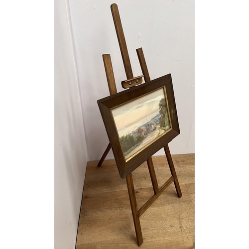 1239 - Oak wooden artists easel  {H 131cm x D 80cm x W 52cm }. - NOT AVAILABLE TO VIEW IN PERSON