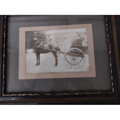 424 - Pair of early 20th C. black and white pictures depicting Horse and Carriage and Dublin scenes {24 cm... 