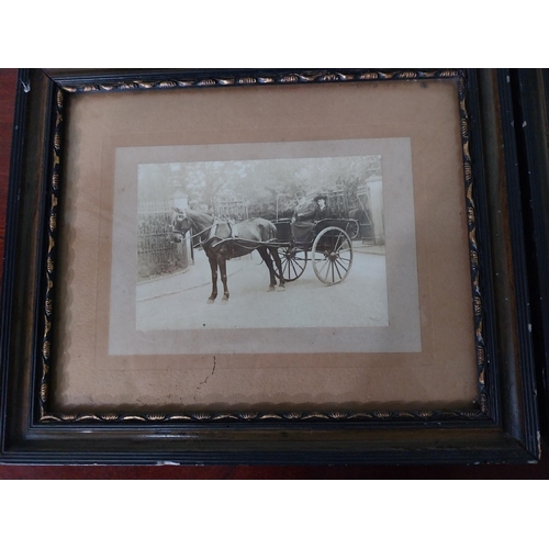 424 - Pair of early 20th C. black and white pictures depicting Horse and Carriage and Dublin scenes {24 cm... 