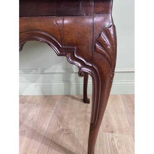 674 - Irish 18th C. Georgian circa 1740 to 1760 mahogany side table with marble top and serpentine apron c... 