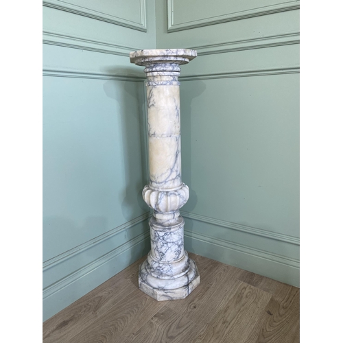 1024 - 19th C. alabaster pedestal {113 cm H x 34 cm Dia.}.