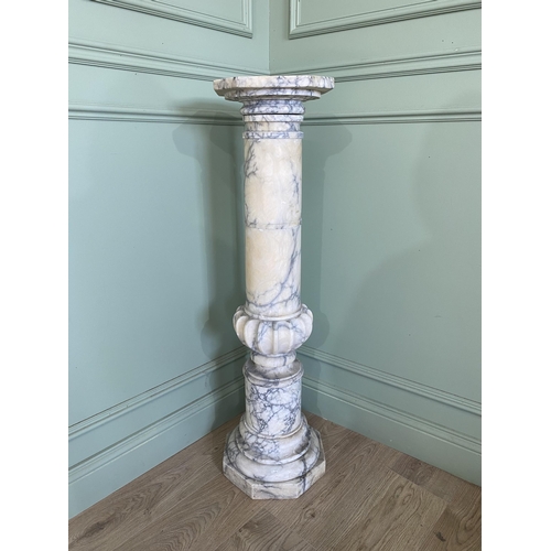 1024 - 19th C. alabaster pedestal {113 cm H x 34 cm Dia.}.