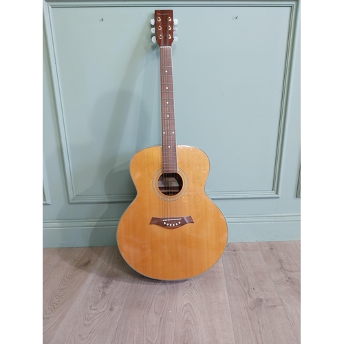 2063 - Manhattan six string acoustic guitar {105 cm H x 44 cm W x 13 cm D}.