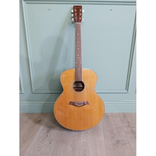 2063 - Manhattan six string acoustic guitar {105 cm H x 44 cm W x 13 cm D}.