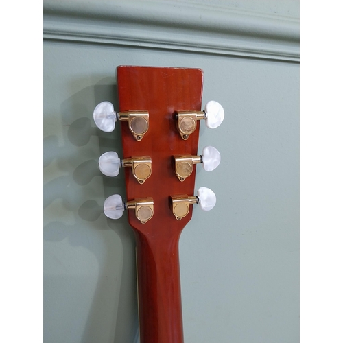 2063 - Manhattan six string acoustic guitar {105 cm H x 44 cm W x 13 cm D}.