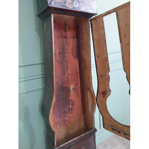 2067 - 19th C. French hand painted pine Grandfather clock case {227 cm H x 49 cm W x 25 cm D}.