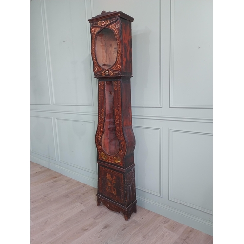 2067 - 19th C. French hand painted pine Grandfather clock case {227 cm H x 49 cm W x 25 cm D}.