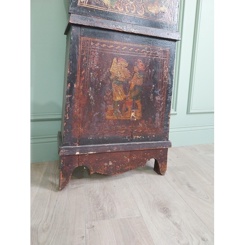 2067 - 19th C. French hand painted pine Grandfather clock case {227 cm H x 49 cm W x 25 cm D}.