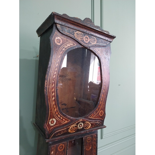 2067 - 19th C. French hand painted pine Grandfather clock case {227 cm H x 49 cm W x 25 cm D}.