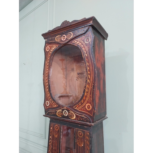 2067 - 19th C. French hand painted pine Grandfather clock case {227 cm H x 49 cm W x 25 cm D}.