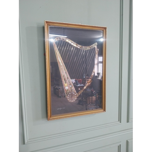 2072 - The Great Irish Harp by John Ammon 1918 mounted in gilt frame made from clock and watch parts {82 cm... 