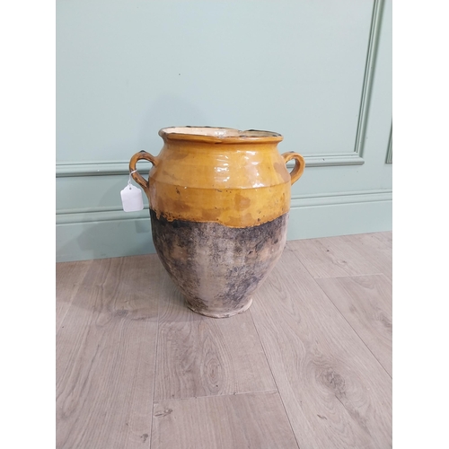 2076 - 19th C. French glazed terracotta confit pot {35 cm H x 34 cm Dia.}.