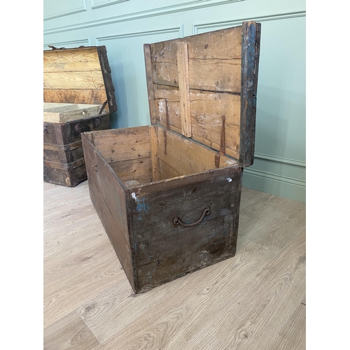 2077 - Two early 20th C. travelling trunks {58 cm H x 87 cm W x 53 cm W and 50 cm H x 96 cm W x 49 cm D}.