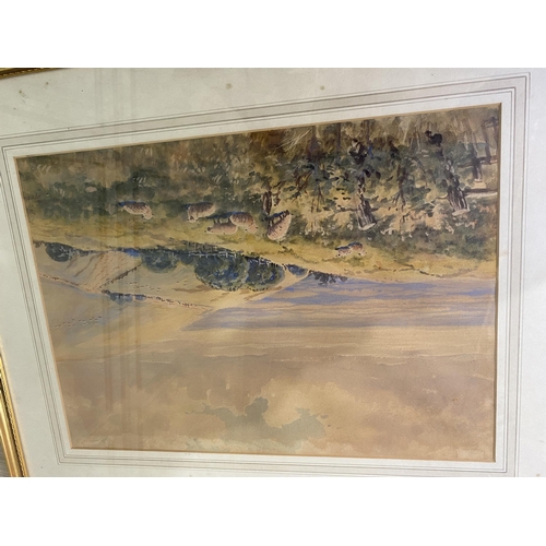 2079 - Early 20th C. Wolstonbury South Downs watercolour mounted in gilt frame {53 cm H x 66 cm W}.