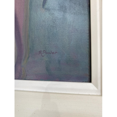 2084 - Nude oil on canvas mounted in silvered frame {79 cm H x 68 cm W}.