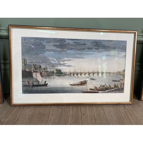 2081 - Set of four Edwardian Maritime London scenes coloured prints mounted in gilt frames {32 cm H x 47 cm... 