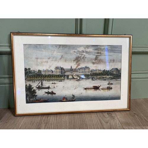 2081 - Set of four Edwardian Maritime London scenes coloured prints mounted in gilt frames {32 cm H x 47 cm... 