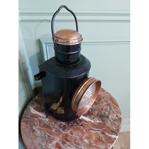 2085 - 20th C. copper and metal ships lantern {45 cm H x 25 cm W x 20 cm D}.