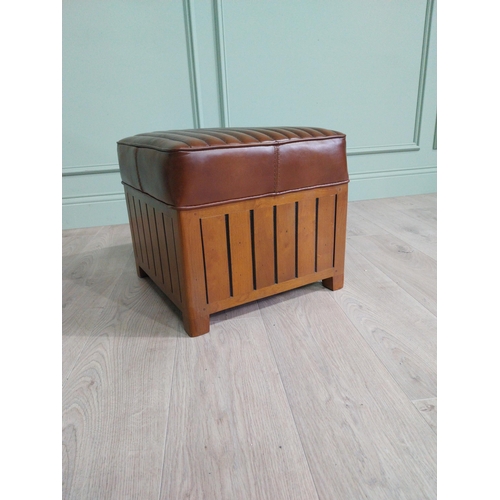 1130A - Exceptional quality hand dyed leather and cherrywood foot stool in the Art Deco style {39 cm H x 44 ... 