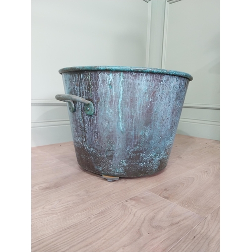 1003 - Good quality early 20th C. French copper log bucket with handles {38 cm H x 62 cm W x 52 cm D}.