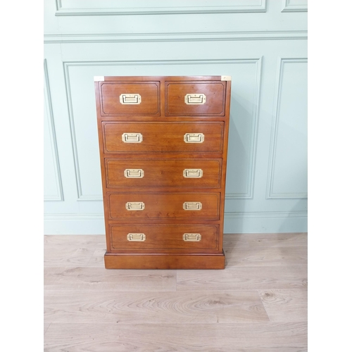 1044 - Good quality walnut and brass bound chest of drawers with two short drawers over four long drawers i... 