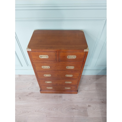 1044 - Good quality walnut and brass bound chest of drawers with two short drawers over four long drawers i... 