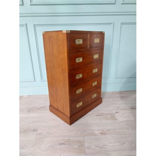 1044 - Good quality walnut and brass bound chest of drawers with two short drawers over four long drawers i... 