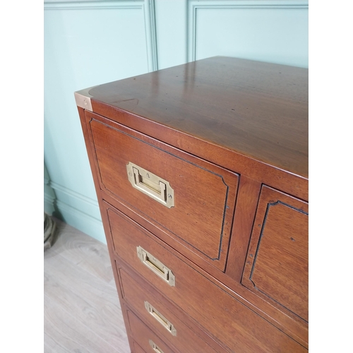 1044 - Good quality walnut and brass bound chest of drawers with two short drawers over four long drawers i... 