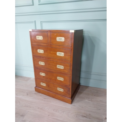 1044 - Good quality walnut and brass bound chest of drawers with two short drawers over four long drawers i... 