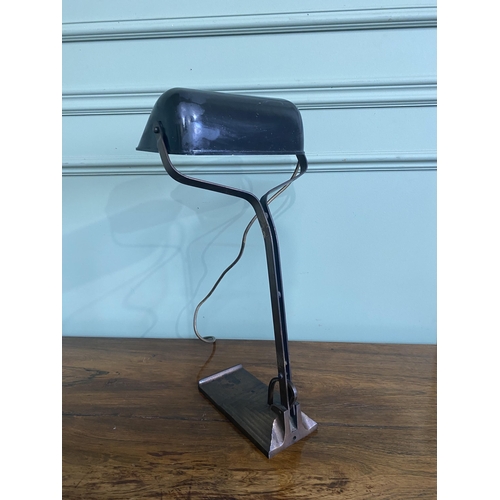 1178 - Art Deco brass desk lamp with painted metal shade {48 cm H x 25 cm W x 21 cm D}.