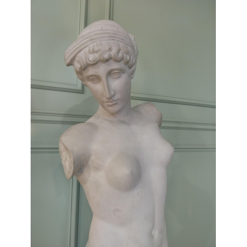 1192 - 19th C. French Parian ware statue of Venus {145 cm H x 52 cm W x 37 cm D }.