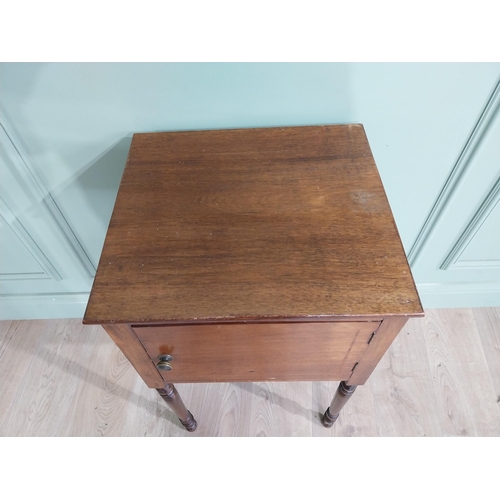 458 - Georgian mahogany pot cupboard with single drawer raised on turned legs {78 cm H x 46 cm W x 41 cm D... 