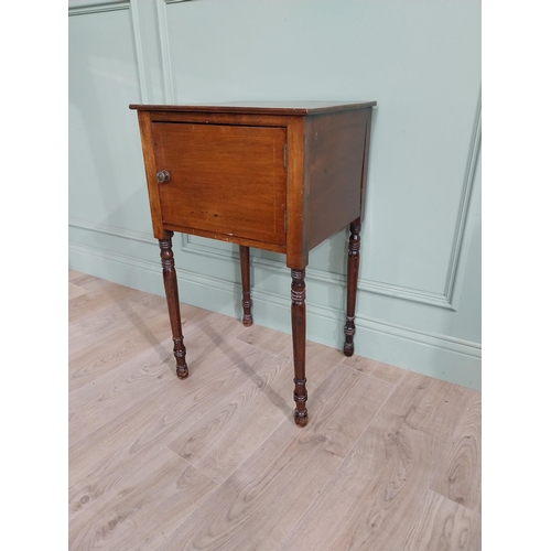 458 - Georgian mahogany pot cupboard with single drawer raised on turned legs {78 cm H x 46 cm W x 41 cm D... 