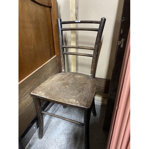 476 - 19th C. mother of pearl ebonised chair and bentwood chair {78 cm H x 40 cm W x 40 cm D and 90 cm H x... 