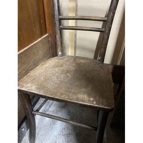 476 - 19th C. mother of pearl ebonised chair and bentwood chair {78 cm H x 40 cm W x 40 cm D and 90 cm H x... 