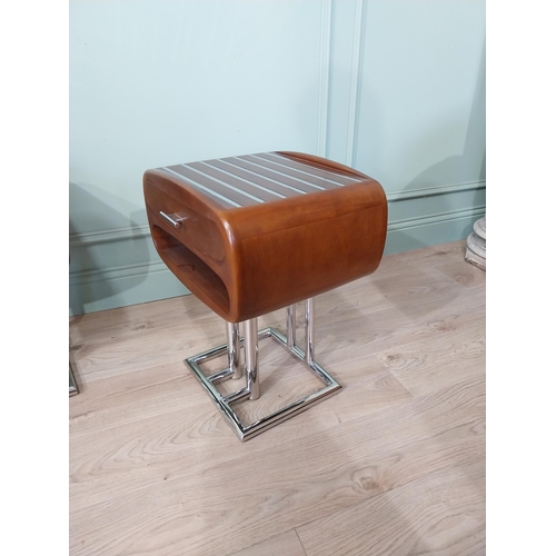 492 - Pair of good quality chrome and walnut side tables in the 1960s style {56 cm H x 44 cm W x 37 cm D}.