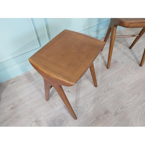 510 - Pair of good quality walnut side tables with single drawer in the frieze in the Mid-century style {5... 