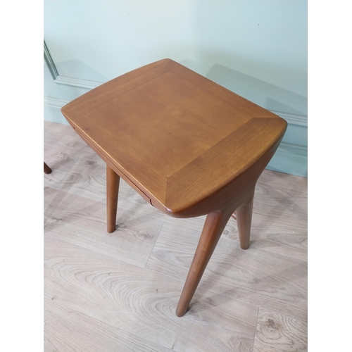 510 - Pair of good quality walnut side tables with single drawer in the frieze in the Mid-century style {5... 