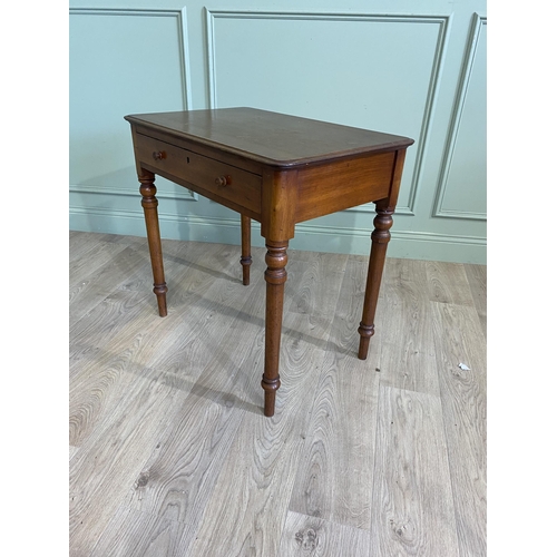 642 - 19th C. mahogany side table with single drawer in the frieze raised on turned legs {75 cm H x 76 cm ... 