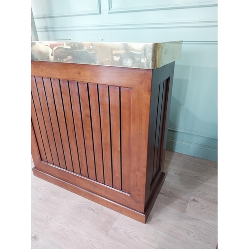 679 - Good quality designer walnut home bar with brass top in the Art Deco style {110 cm H x 110 cm W x 48... 