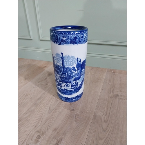 833 - Decorative blue and white ceramic stick stand {44 cm H x 20 cm Dia.}.