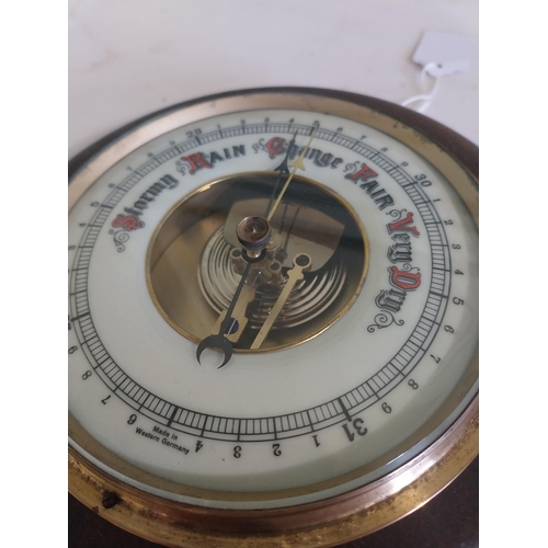 933 - Early 20th C. German barometer made in Western Germany {21 cm H x 18 cm Dia.}.