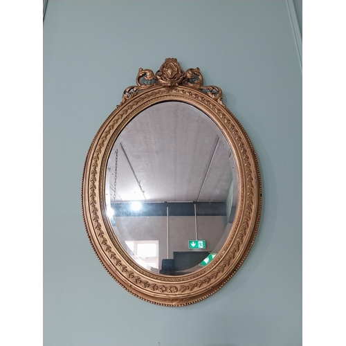 983 - 19th C. French gilt oval wall mirror {90 cm H x 59 cm W}.