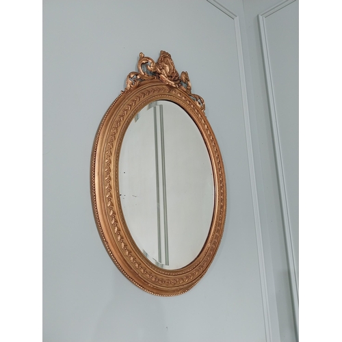 983 - 19th C. French gilt oval wall mirror {90 cm H x 59 cm W}.