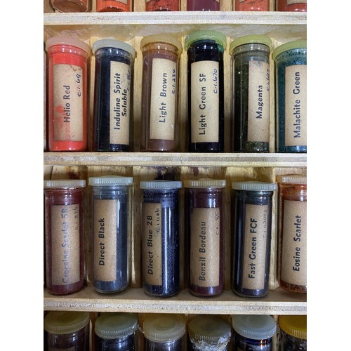 576 - Early 20th C. cased set of coloured pigments {35 cm H x 27 cm W x 4 cm D}.