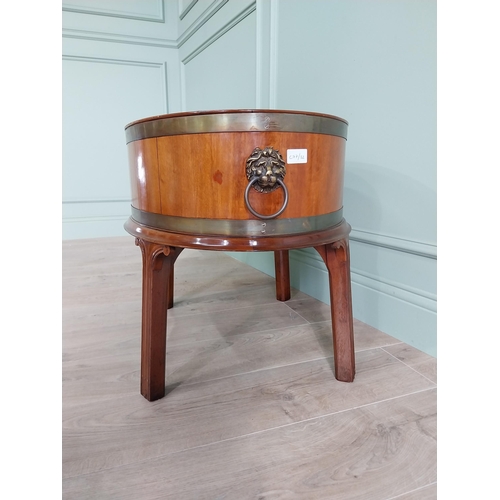 749 - Good quality mahogany brass bound wine cooler with brass handles raised on square legs in the Georgi... 